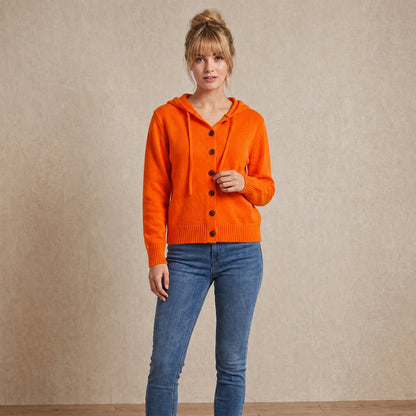 Women's Hooded Knitted Cardigan Button Front Casual Autumn Jumper