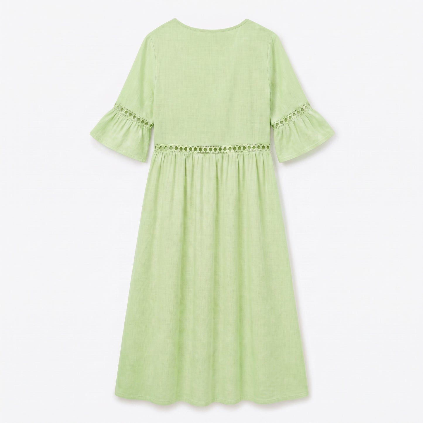 Auldweave Women's Linen Look Summer Midi Dress Hollow Out Boho