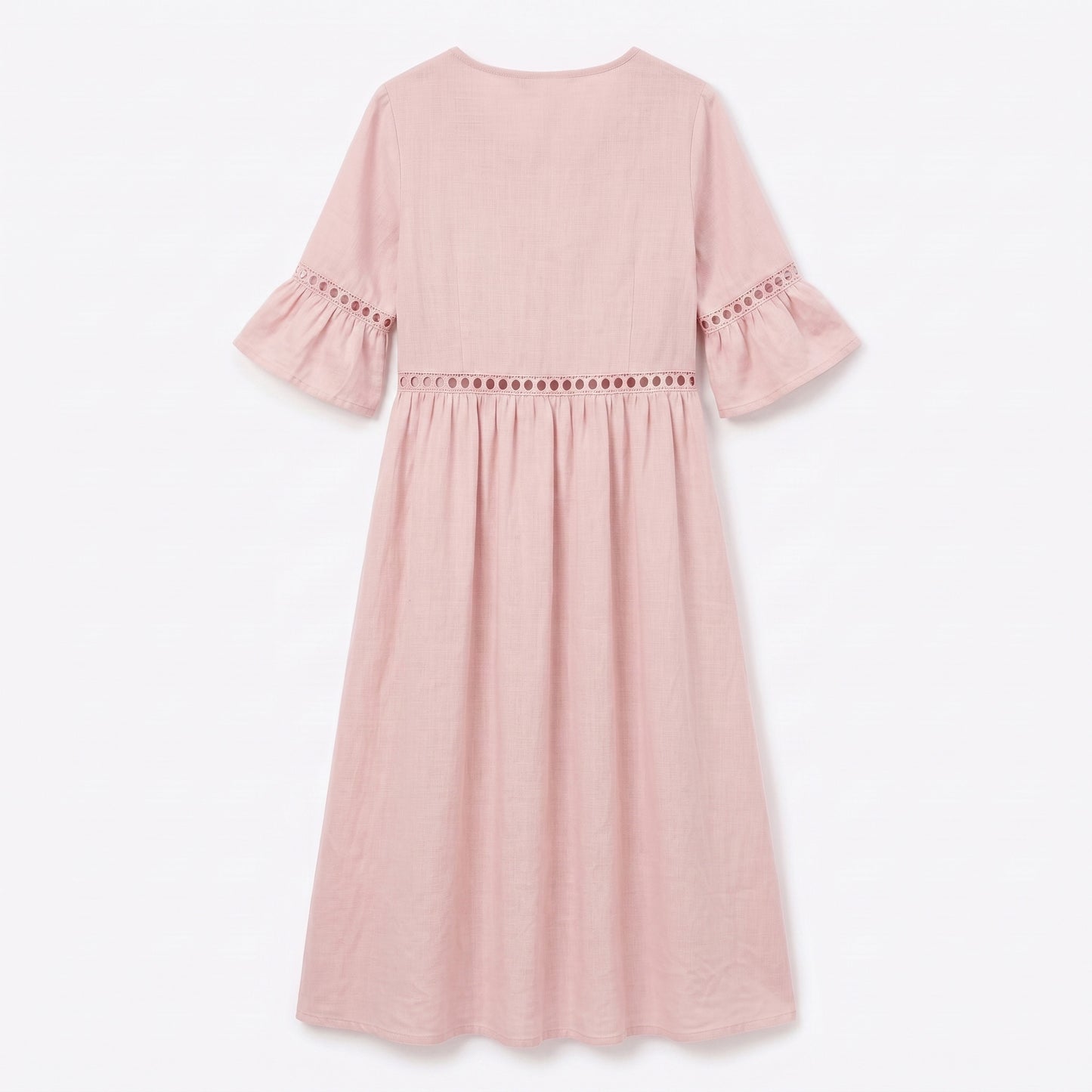 Auldweave Women's Linen Look Summer Midi Dress Hollow Out Boho