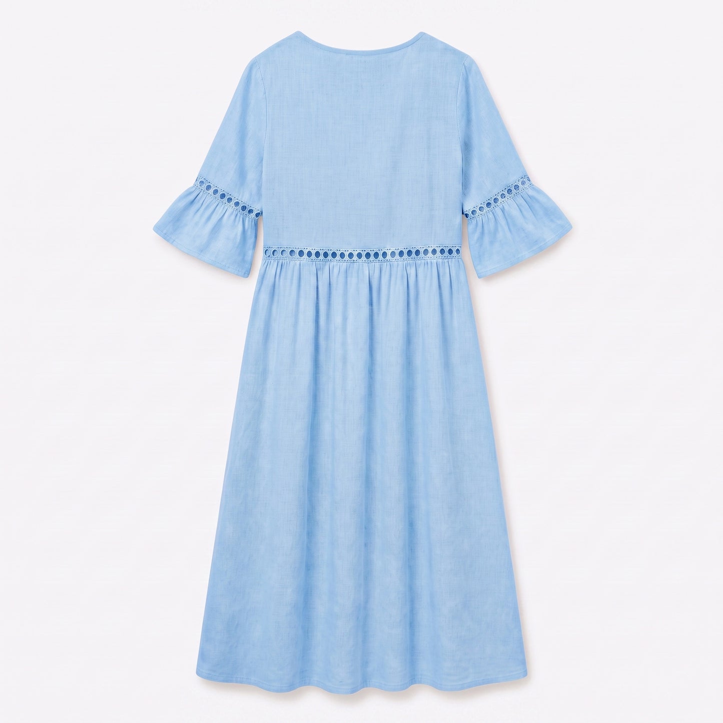 Auldweave Women's Linen Look Summer Midi Dress Hollow Out Boho