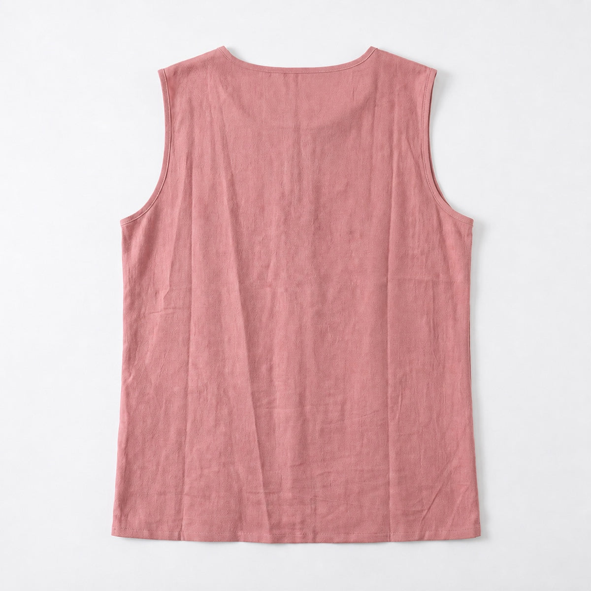 Women's Linen Look Crew Neck Tank Top - Sleeveless Summer Tops Side Button Detail Loose Casual Vest