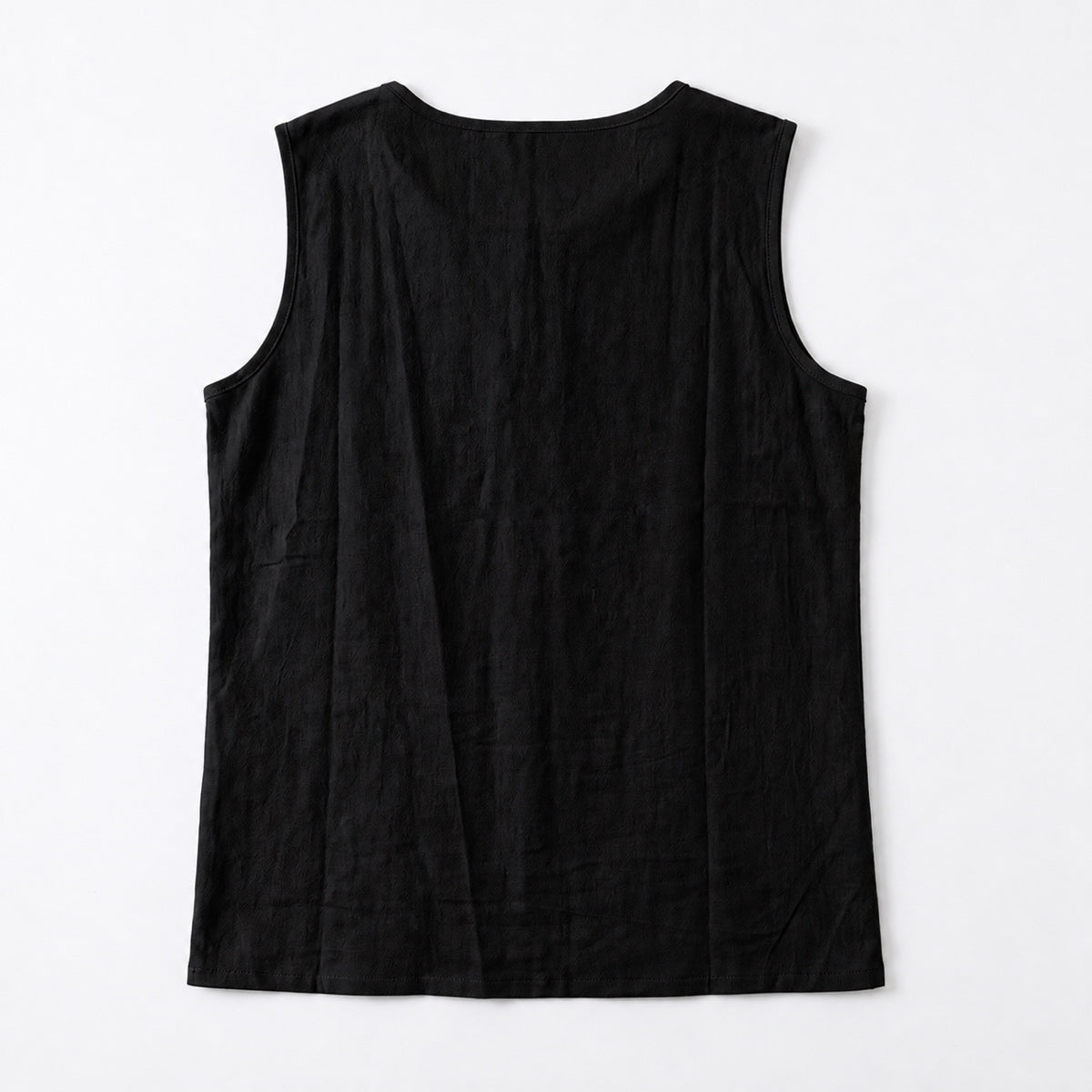 Women's Linen Look Crew Neck Tank Top - Sleeveless Summer Tops Side Button Detail Loose Casual Vest