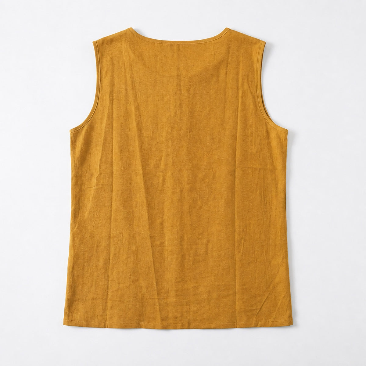 Women's Linen Look Crew Neck Tank Top - Sleeveless Summer Tops Side Button Detail Loose Casual Vest