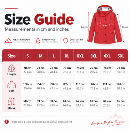 Women's Full-Zip Waterproof Windproof Hooded Raincoat With Pockets