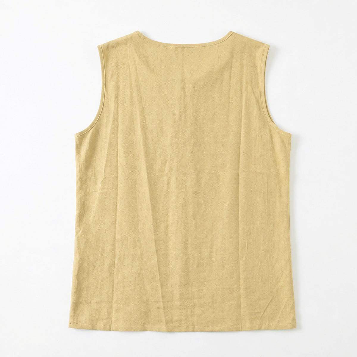 Women's Linen Look Crew Neck Tank Top - Sleeveless Summer Tops Side Button Detail Loose Casual Vest