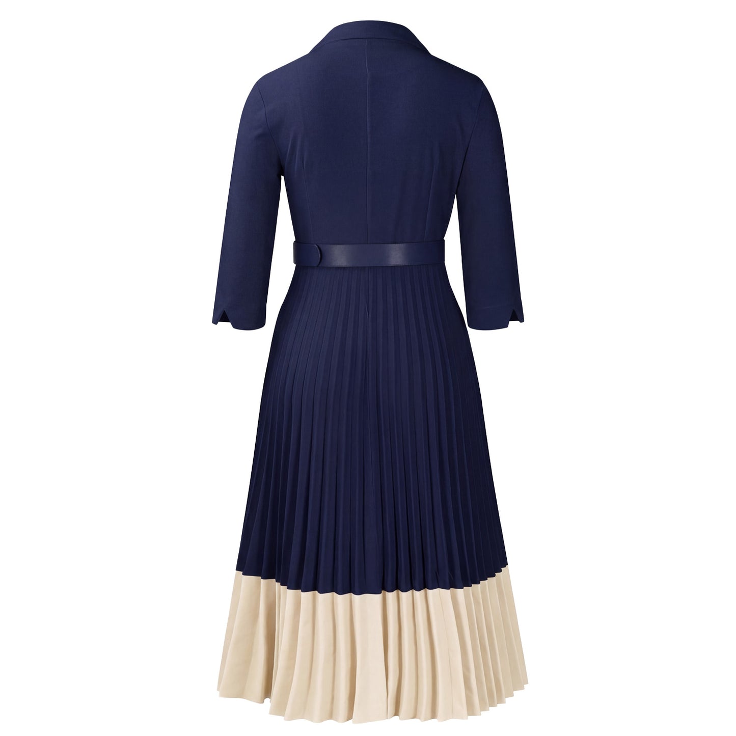 Belted Two-Tone Midi Dress