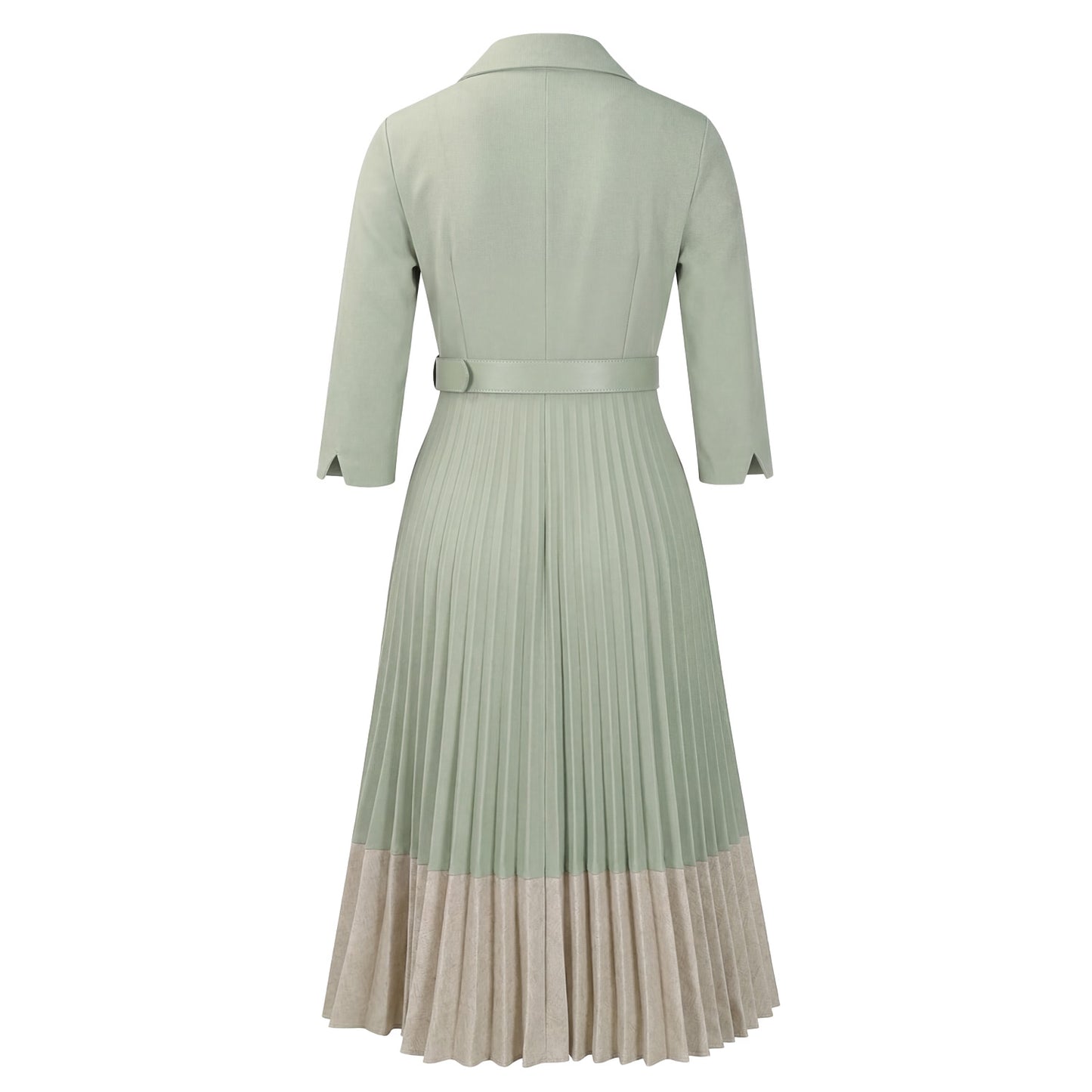 Belted Two-Tone Midi Dress