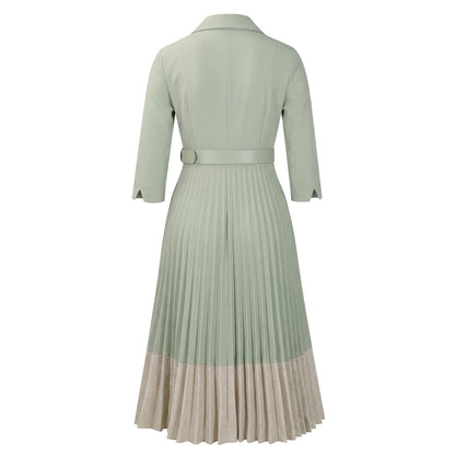 Belted Two-Tone Midi Dress