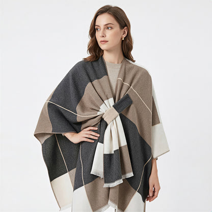Elegant Modern Wrap Through Cape