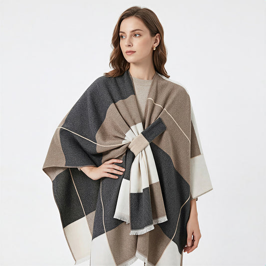 Elegant Modern Wrap Through Cape