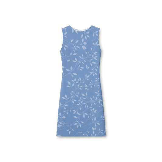 Light Blue Nature Print Sleeveless Dress