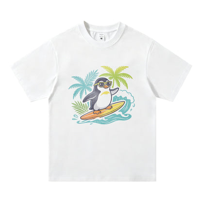 Women's Surf Penguin Graphic Crew Neck Tee