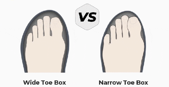 Wide toe box compared with a narrow toe box