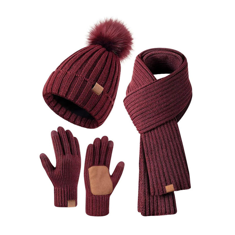 Winter hat scarf and glove set – burgundy matching set