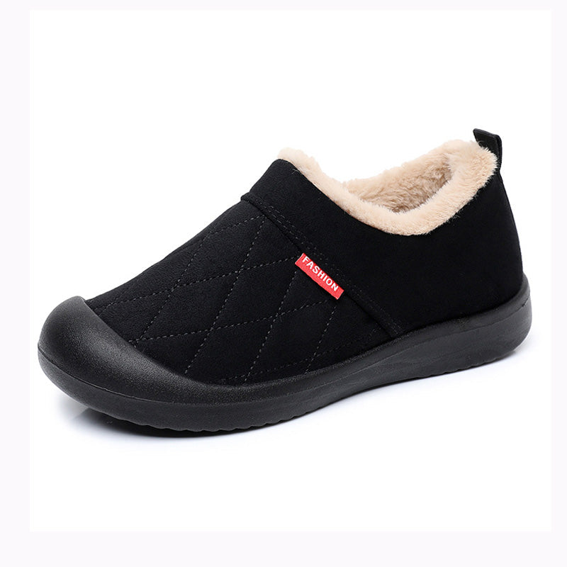 Auldweave women's fleece-lined slipper boots – black slipper boot studio side view