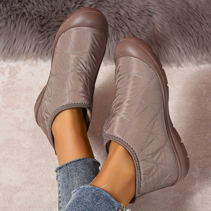 Fleece-lined slip-on ankle boots – taupe pair viewed from above