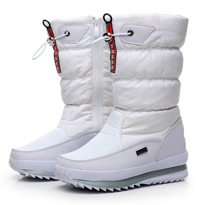 Auldweave women's waterproof mid-calf snow boots – white pair studio view