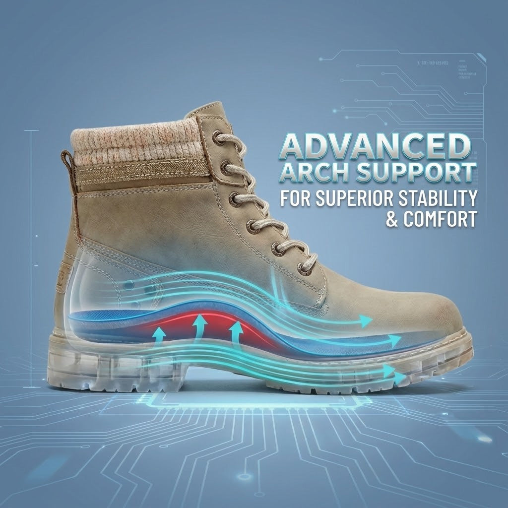 Faux-fur-lined winter ankle boots – beige boot arch support illustration