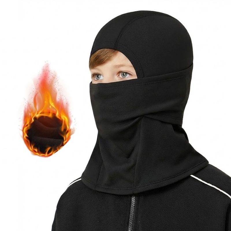 Thermal winter balaclava – black kids version warmth graphic