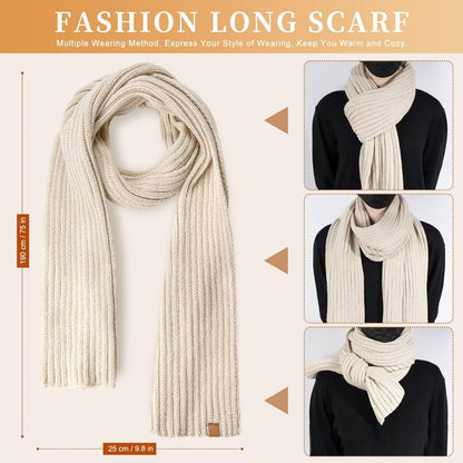 Winter hat scarf and glove set – long scarf styling and dimensions
