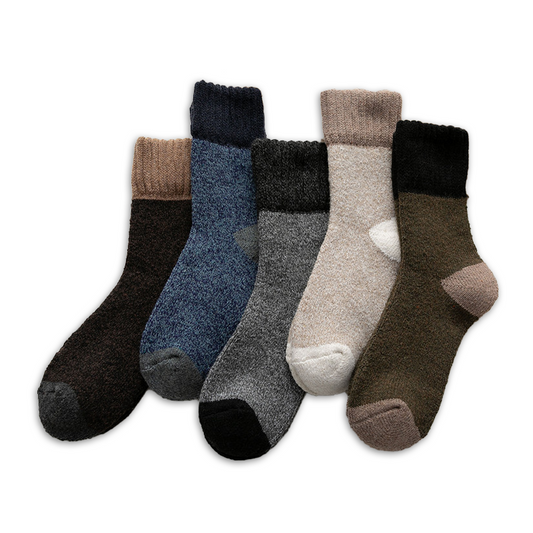 Five-pair winter knit sock set – five contrasting-colour pairs