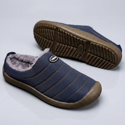 Fleece-lined winter clogs – navy pair and treaded outsole