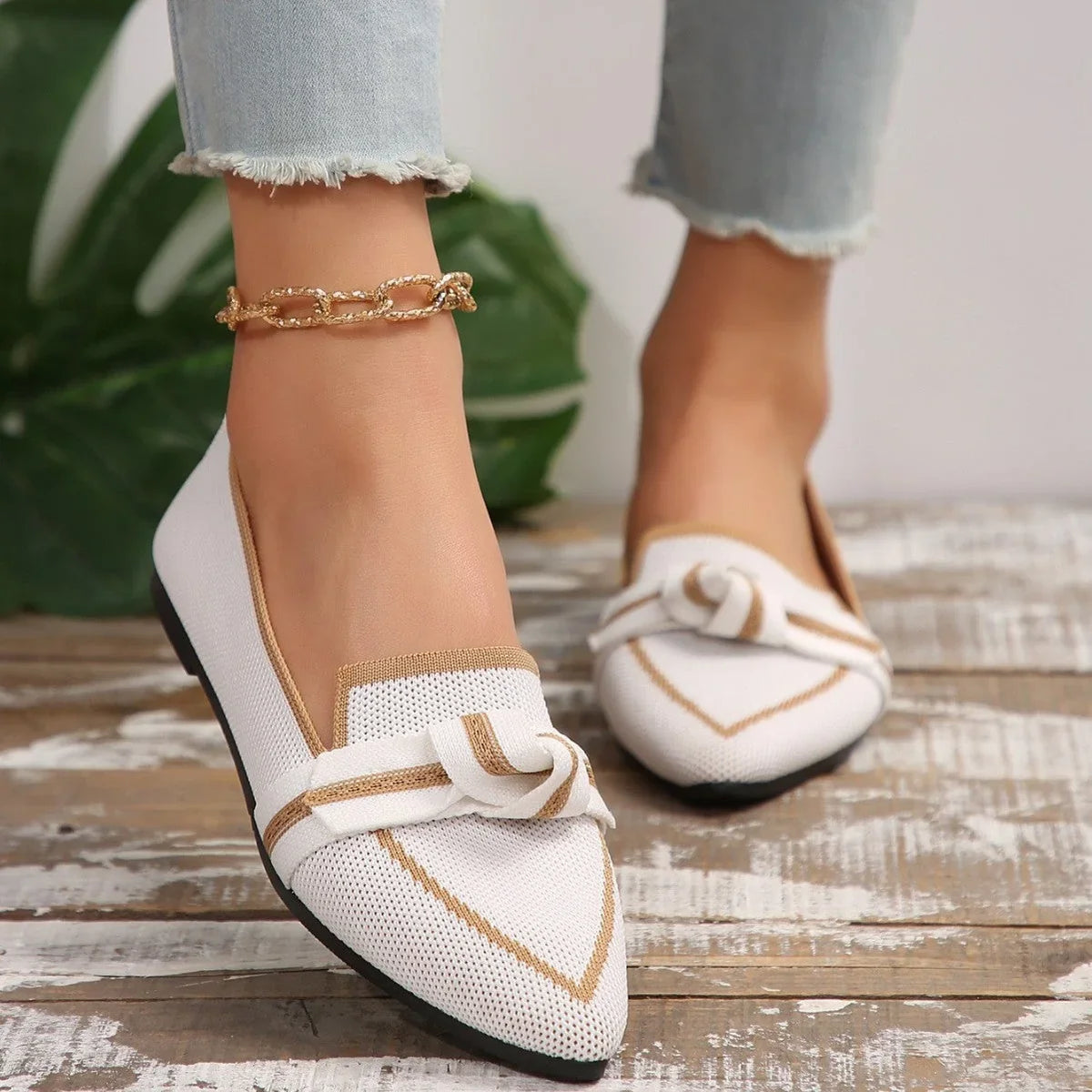 Women's ballet flats shown on foot
