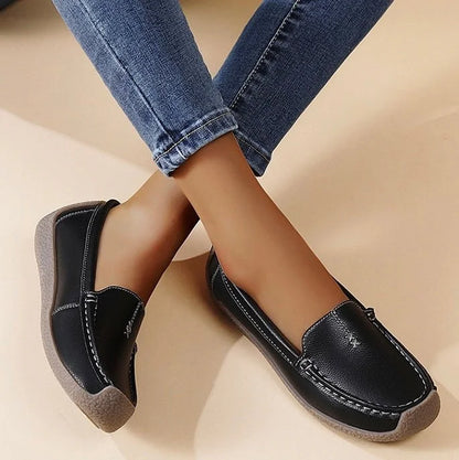 Women's loafers shown on foot