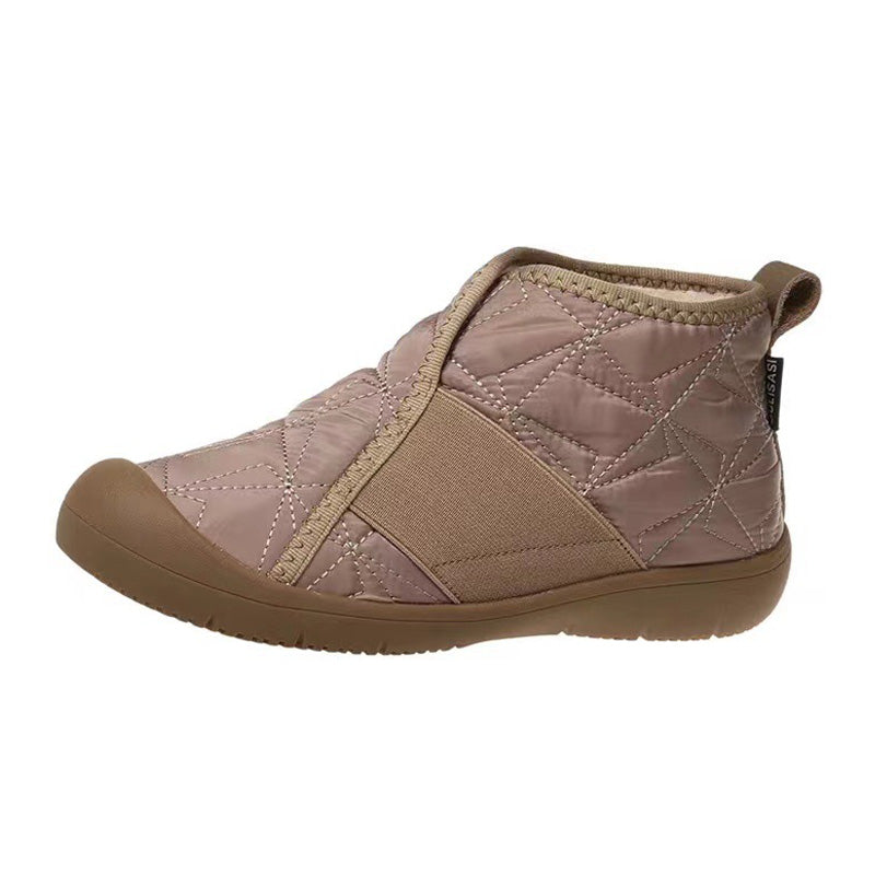 Fleece-lined slip-on ankle boots – taupe boot side view