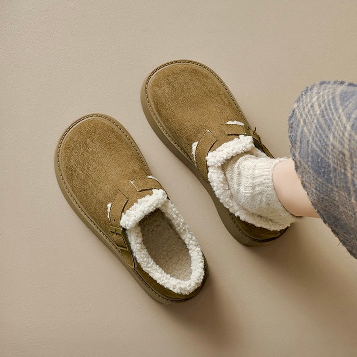 Auldweave women's fleece-lined platform Mary Jane shoes – olive shoes worn in an overhead view