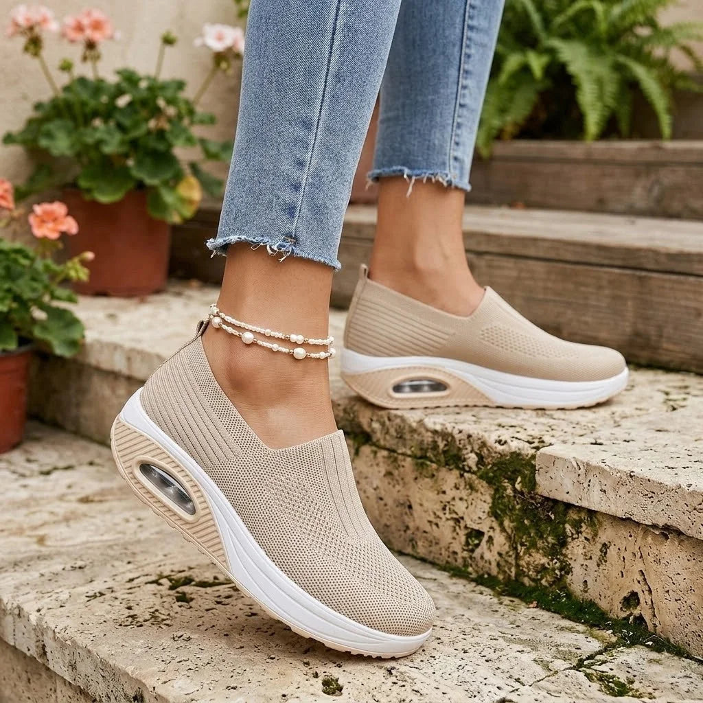 Women's walking trainers shown on foot