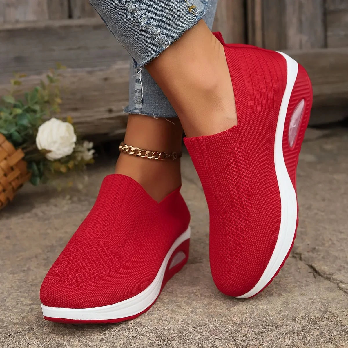 Women's walking trainers shown on foot