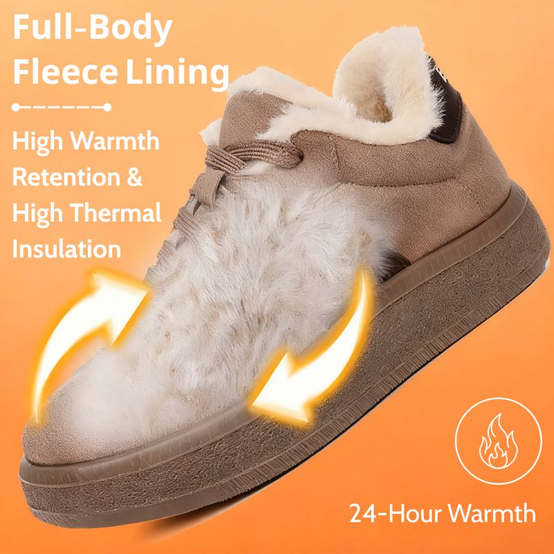 Auldweave women's fleece-lined suede trainers – taupe trainer with full fleece lining feature