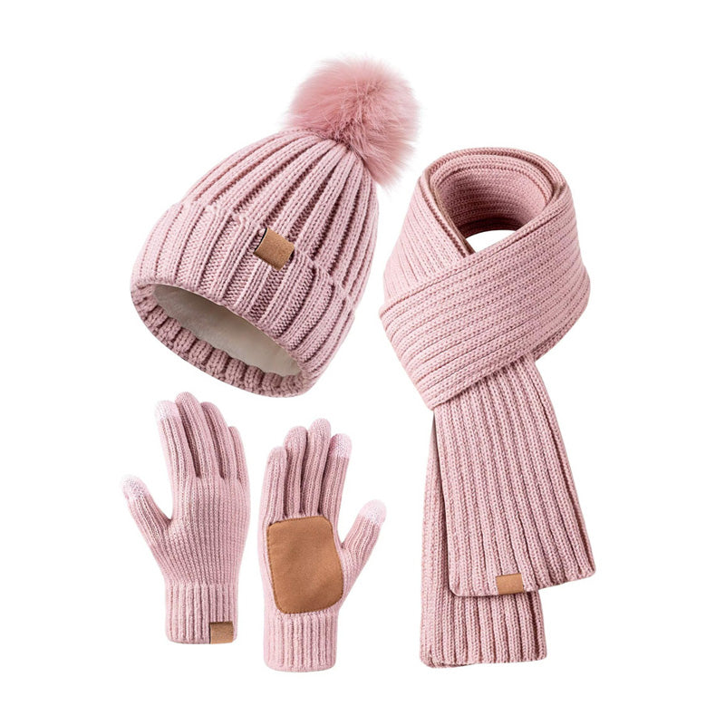 Winter hat scarf and glove set – pink matching set