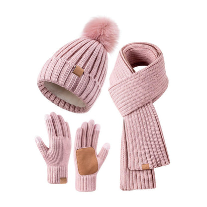 Winter hat scarf and glove set – pink matching set