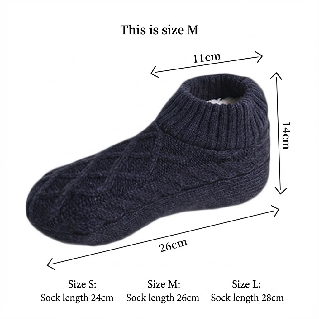 Auldweave women's knitted non-slip indoor slippers – navy slipper size measurements chart
