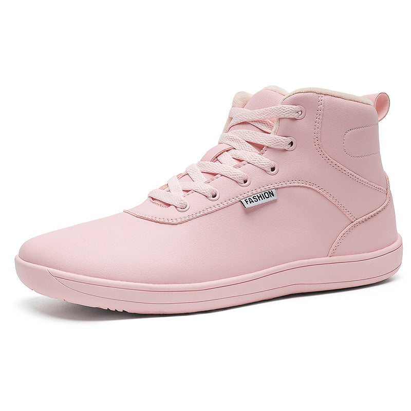 Fleece-lined lace-up winter boots – pink boot profile