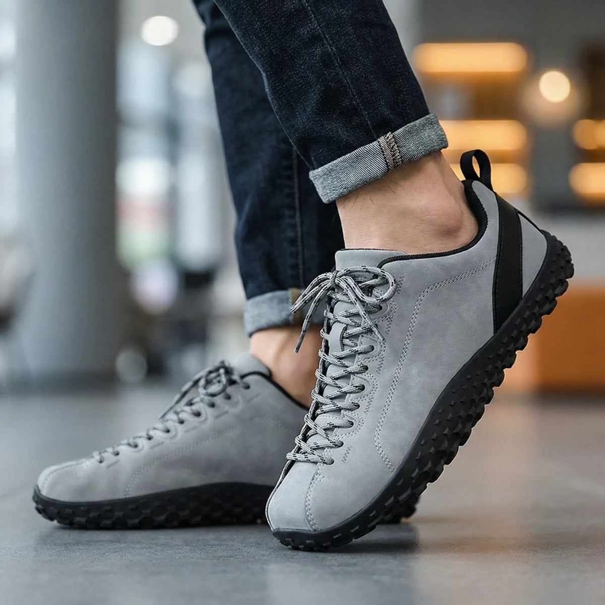 Unisex barefoot trainers shown on foot