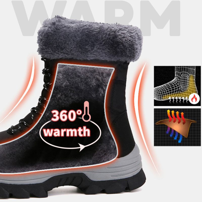 Black winter boot cutaway illustrating the warm fleece lining
