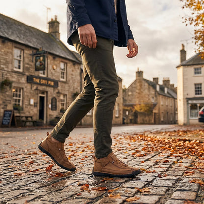 Men's wide fit leather ankle boots product view