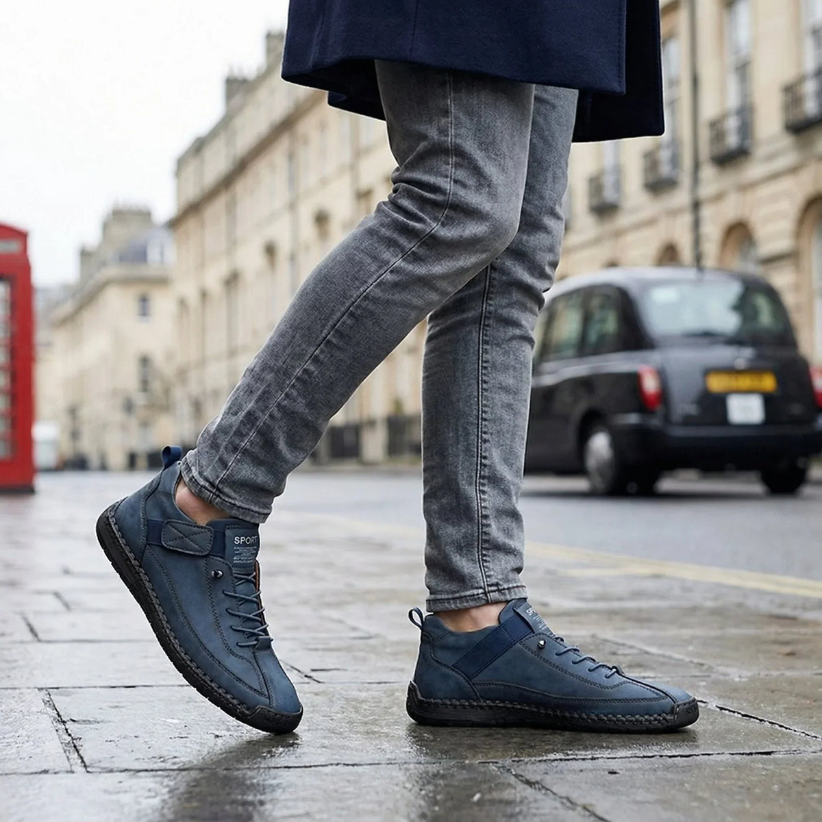 Men's wide fit leather ankle boots product view