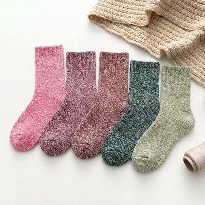 Five-pair thermal wool-blend socks – five pairs beside a scarf