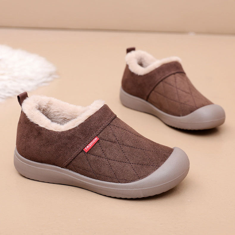 Auldweave women's fleece-lined slipper boots – brown pair in product view