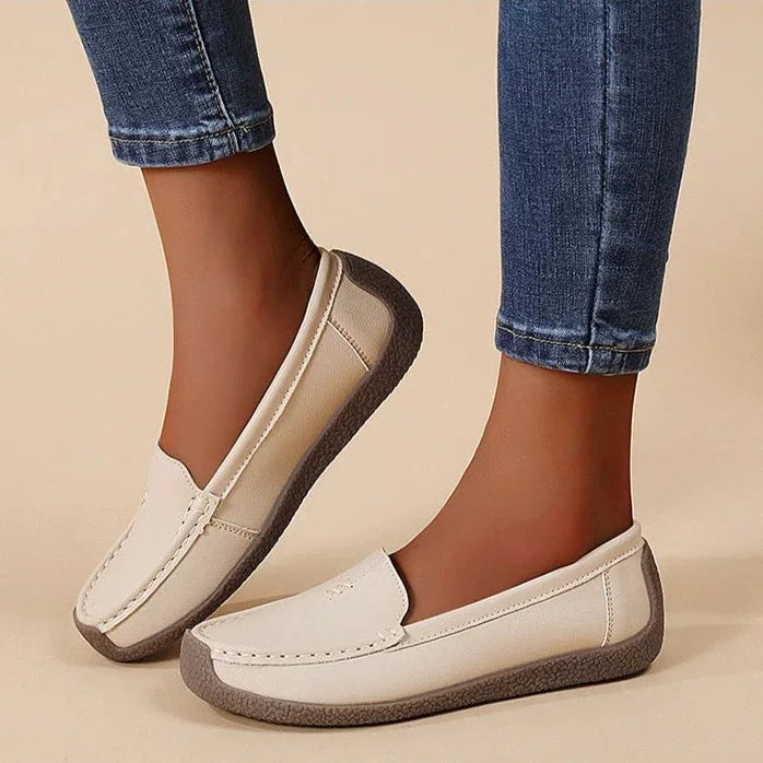 Women's loafers shown on foot