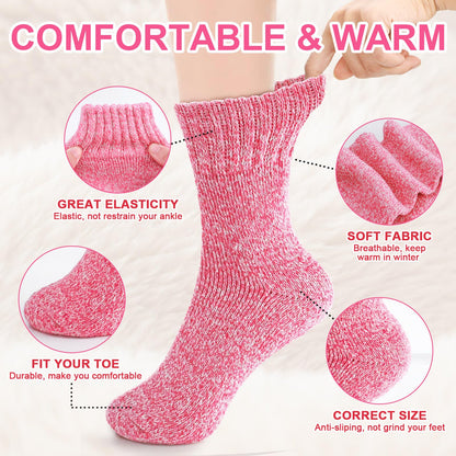 Five-pair thermal wool-blend socks – stretch cuff and knit details