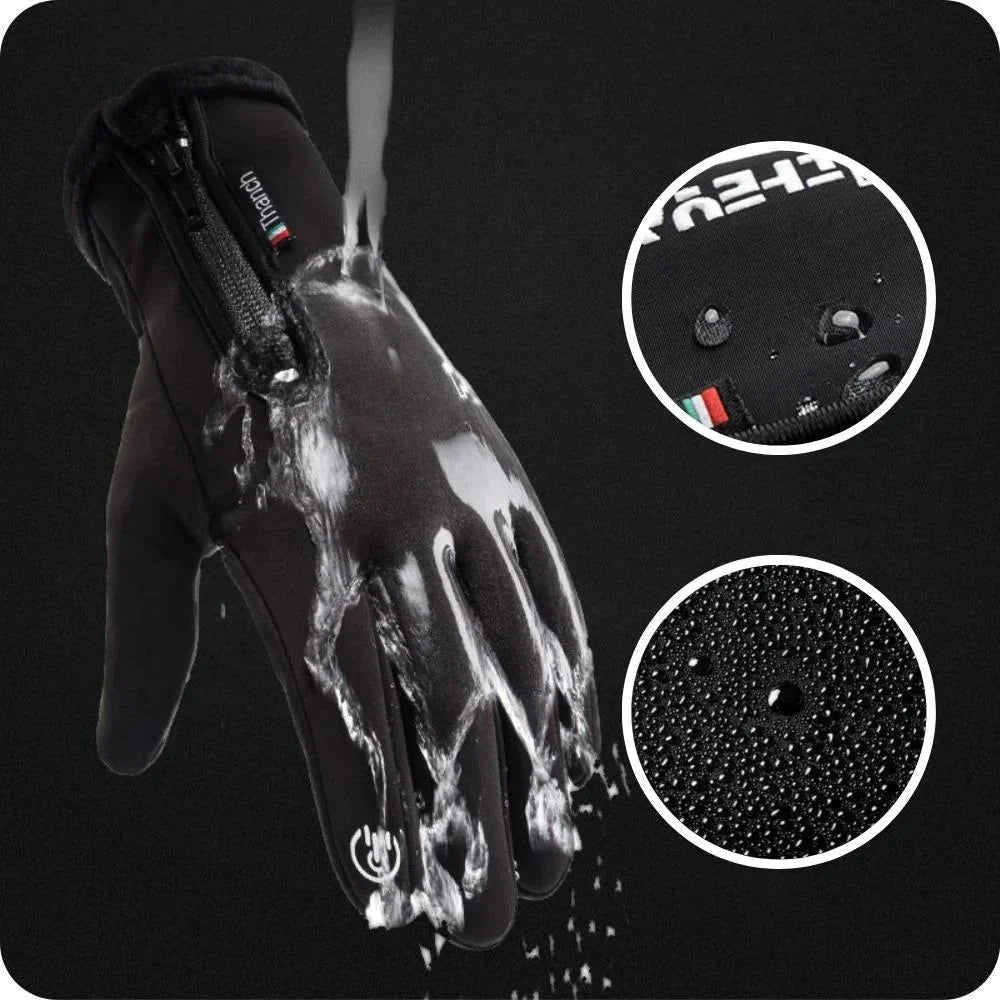 Winter touchscreen gloves – black glove water-resistance demonstration
