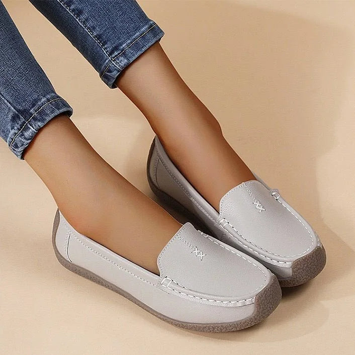 Women's loafers shown on foot