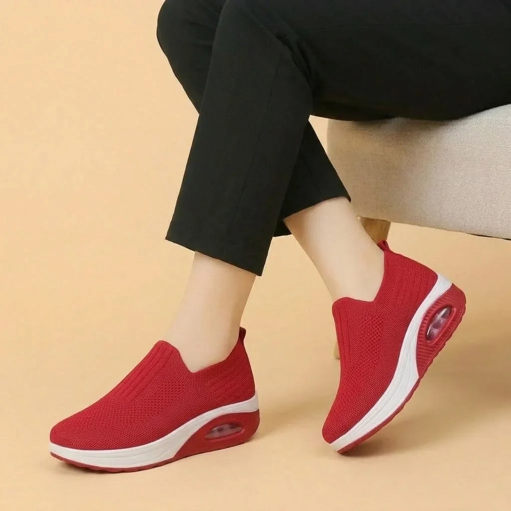 Women's walking trainers shown on foot