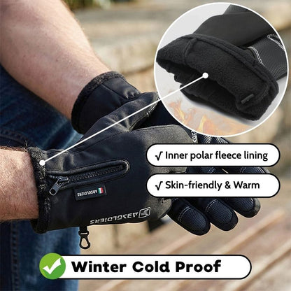 Winter touchscreen gloves – black glove with fleece lining detail