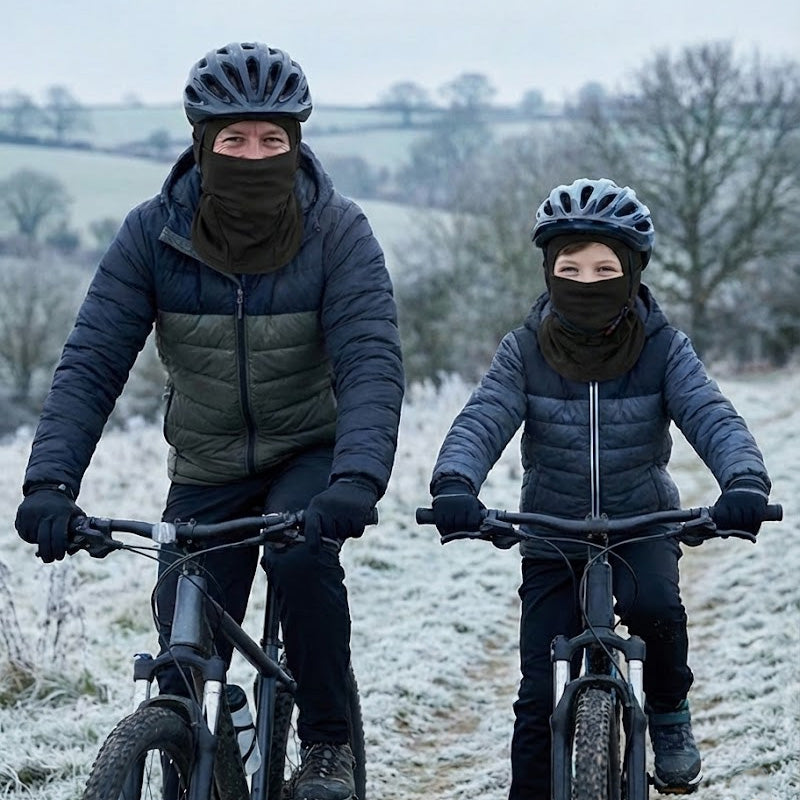 Thermal winter balaclava – black balaclavas worn during family cycling